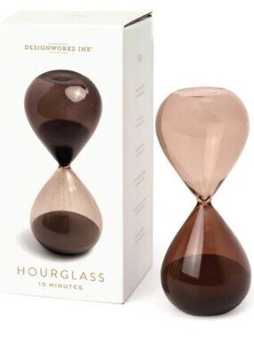 Hourglass ⏳ Smokey Quartz Ombre Glass Taupe Sand 15 Minute Timer 6.6" Tall NEW